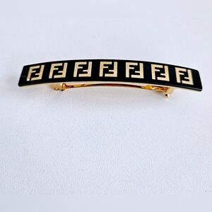 Fendi FF Black & Gold Hair Barette